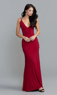 Side-Ruched Long Tight Red Prom Dress by Jump