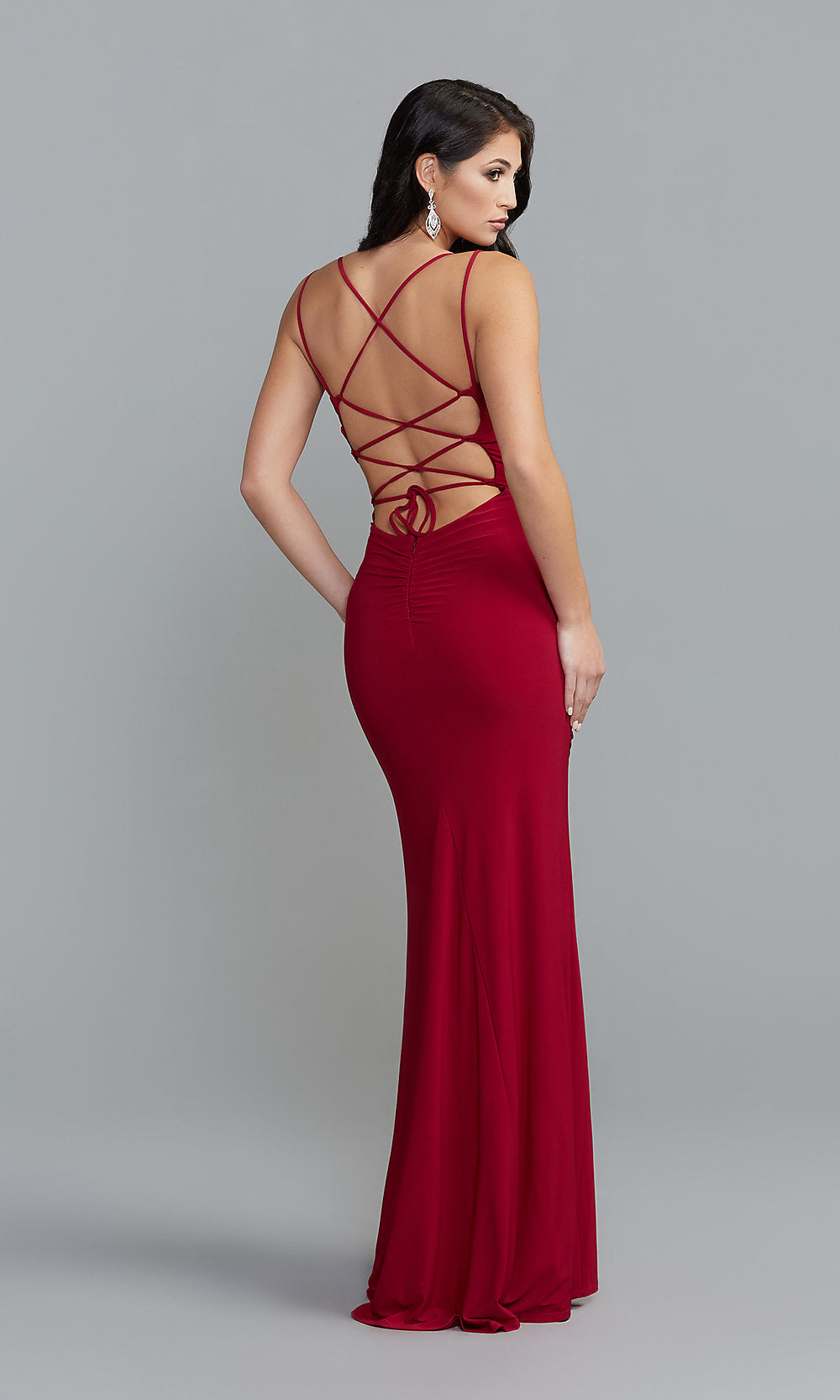 Skim Pygmalion global Jump Tight Side-Ruched Long Red Prom Dress - PromGirl