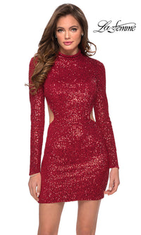 La Femme-Backless La Femme Short Sequin Homecoming Dress