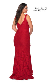 La Femme-Beaded-Lace Plus-Size Long La Femme Formal Dress