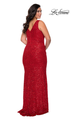 La Femme-La Femme Long Sequined Plus Formal Evening Gown