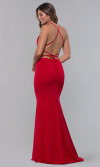 Jersey Long Open-Back Formal Dress
