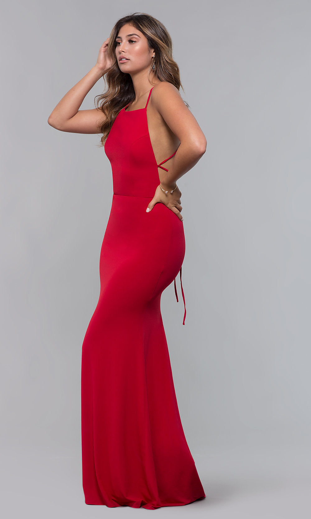 Open-Back Long Formal Jersey Dress - PromGirl