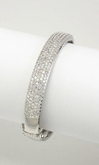 Artini-CZ Rhodium Silver Bangle Bracelet