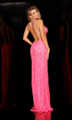 Aleta-Aleta Empire-Waist Long Sequin-Print Prom Dress