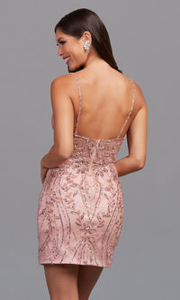 PromGirl Rose Pink Sequin Short Homecoming Dress