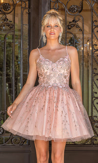 Dancing Queen-Fancy Embroidered Short Glitter Prom Dress