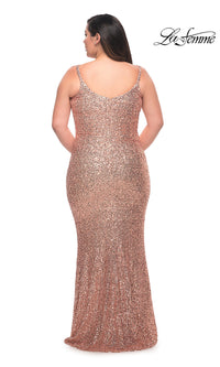 La Femme-Tight Long Plus-Size Sequin Prom Dress by La Femme