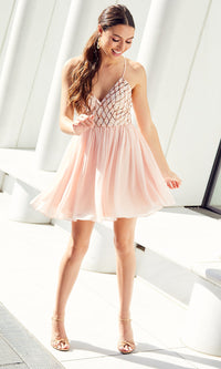 Short Sequin-Bodice Homecoming Dress by PromGirl