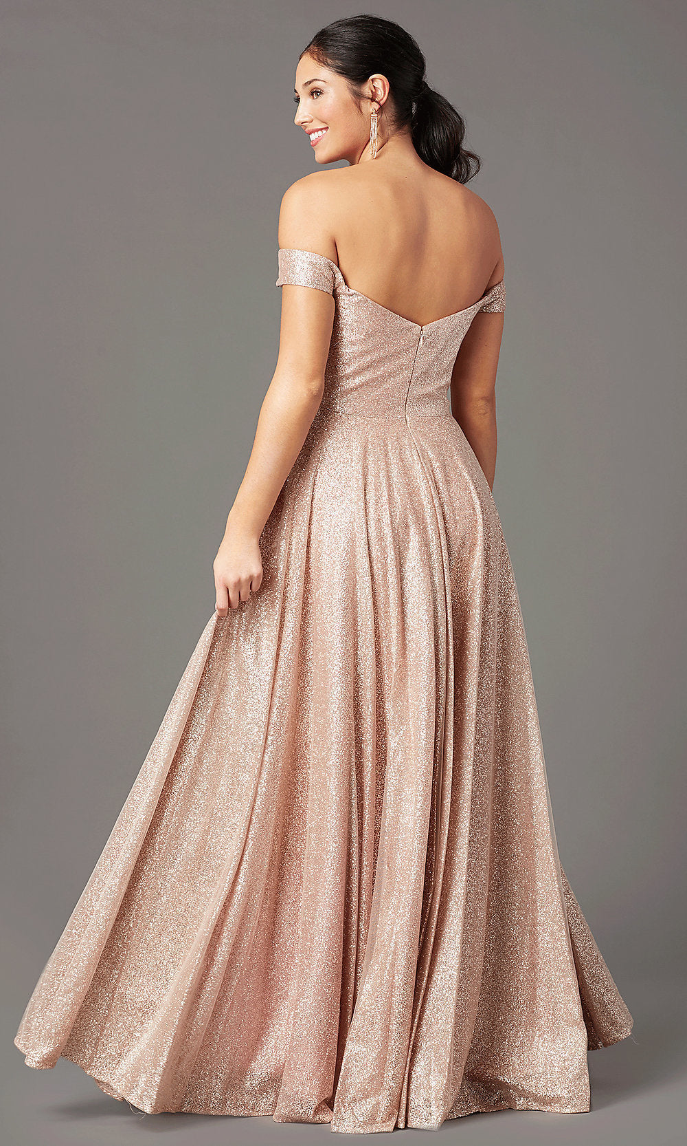 Rose Gold Sparkly Long Prom Dress by PromGirl