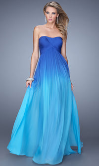 La Femme-Long Strapless Ombre Prom Dress by La Femme 