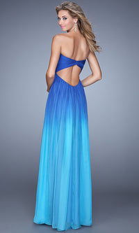 La Femme-Long Strapless Ombre Prom Dress by La Femme 