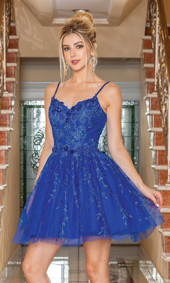Dancing Queen-Fancy Embroidered Short Glitter Prom Dress