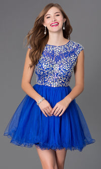 Dancing Queen-Short Tulle Homecoming Dance Dress with Beading