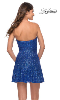 La Femme-Strapless Sequin Short La Femme Homecoming Dress