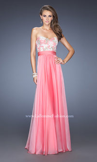 La Femme-Long Strapless Sweetheart Dress