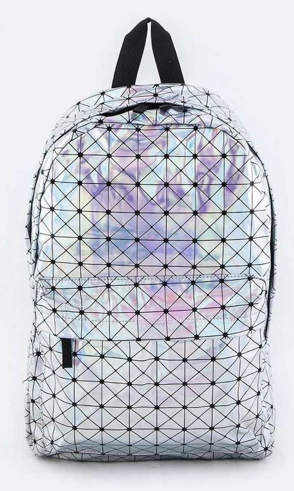 Artini-Geo-Print Silver Holographic Backpack
