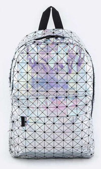 Artini-Geo-Print Silver Holographic Backpack