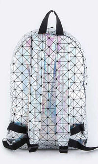 Artini-Geo-Print Silver Holographic Backpack