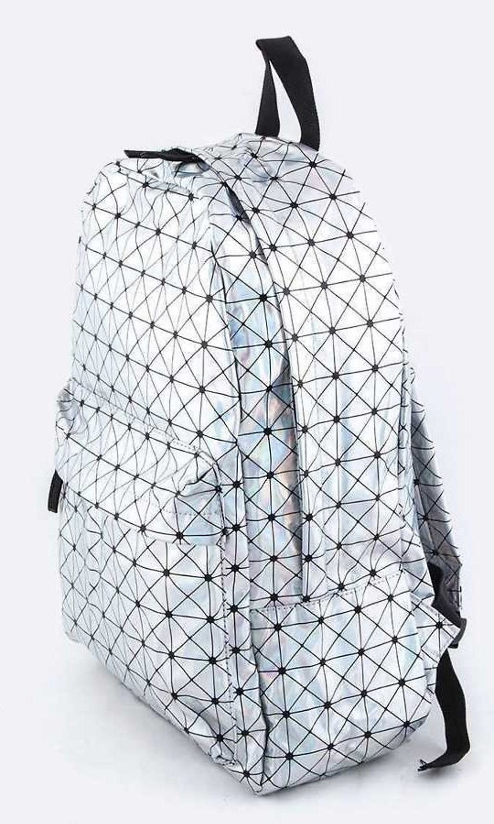 Artini-Geo-Print Silver Holographic Backpack