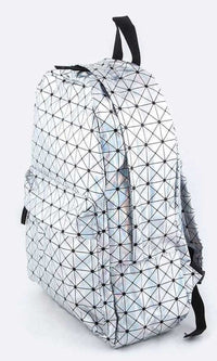 Artini-Geo-Print Silver Holographic Backpack