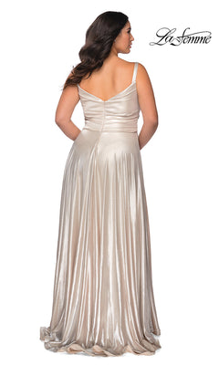 La Femme-La Femme Metallic Long Plus-Size Formal Dress