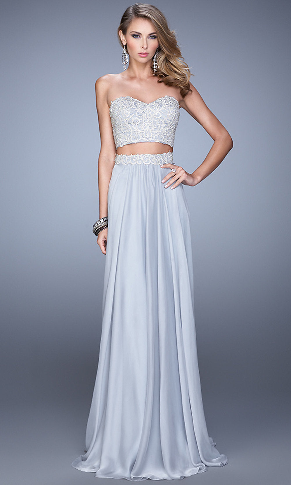 La Femme Formal Two-Piece Long Prom Dress - PromGirl