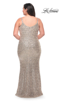 La Femme-Tight Long Plus-Size Sequin Prom Dress by La Femme