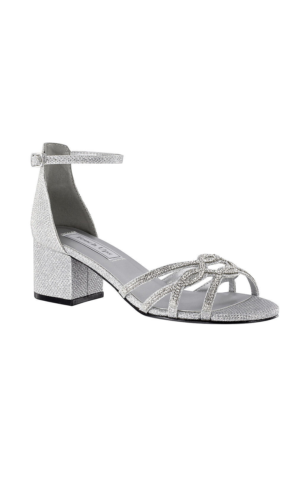 Open-Toe Silver Formal Prom Shoes with Low Block Heels– PromGirl