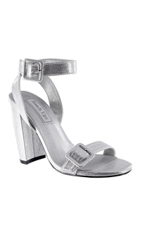 Touch Ups-Metallic Silver Block-Heeled Calista Sandal