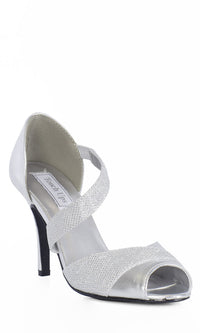 Open Toe 3in Silver Prom Shoes 4214