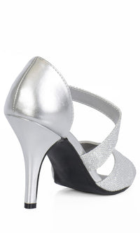 Open Toe 3in Silver Prom Shoes 4214