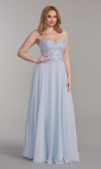 PromGirl Sparkly Long Prom Dress in Blue
