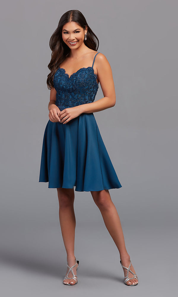 Short ALine Prom Dress with Lace PromGirl