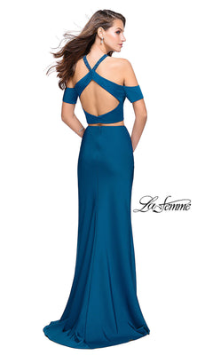 La Femme-Two-Piece Cold-Shoulder Prom Dress by La Femme