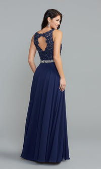 PromGirl Long A-Line Prom Dress with Beaded Bodice