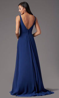 PromGirl V-Back Long Formal Prom Dress with Train