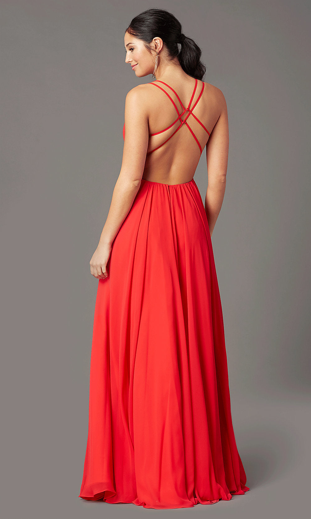 Formal V-Neck A-Line Long Prom Dress by PromGirl