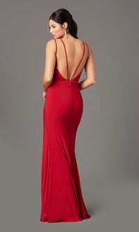 Backless PromGirl Long Faux-Wrap Formal Prom Dress