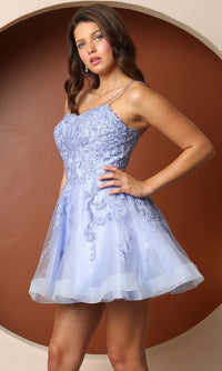 Narianna-Lace-Embroidered Short Baby Doll Homecoming Dress