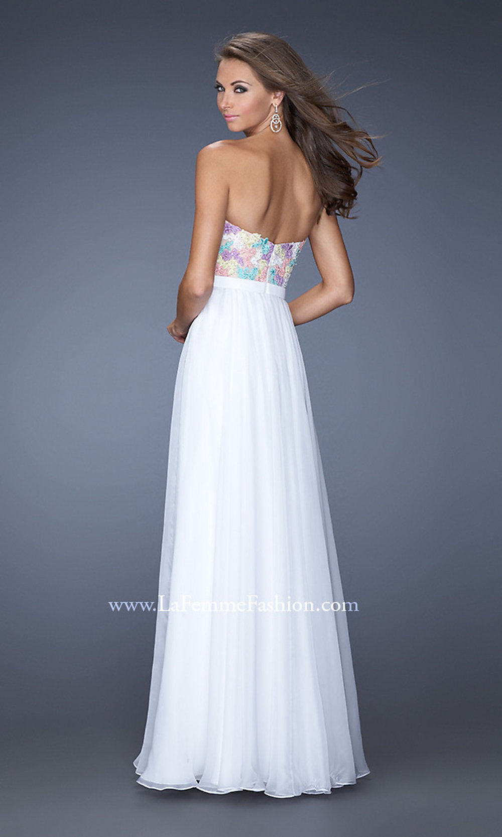 La Femme Strapless Long a-LIne Prom Dress