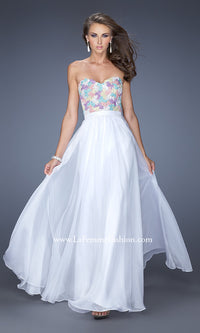 La Femme Strapless Long a-LIne Prom Dress