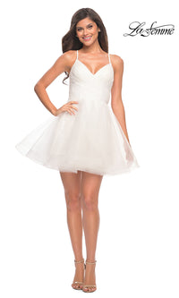La Femme-Strappy-Back Short Fit-and-Flare Homecoming Dress