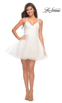 Strappy-Back Short Fit-and-Flare Homecoming Dress