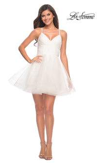 La Femme-Strappy-Back Short Fit-and-Flare Homecoming Dress