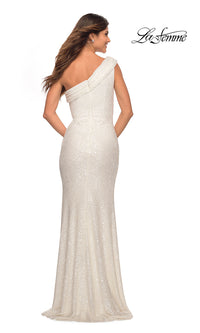 La Femme One-Shoulder Tight Long Sequin Prom Dress