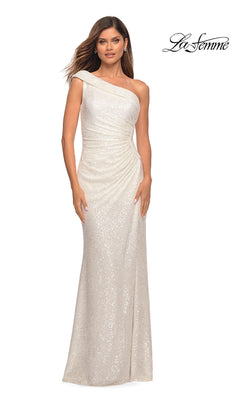 La Femme-La Femme One-Shoulder Tight Long Sequin Prom Dress