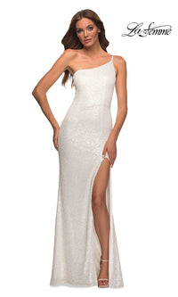 La Femme-Long Sequin One-Shoulder Prom Dress by La Femme