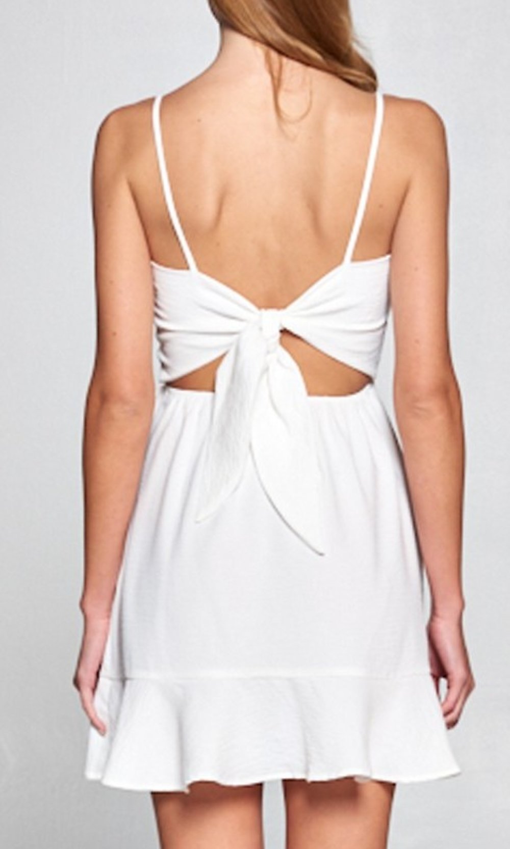 A Love Story-Short White Casual Graduation Dress with Open Back