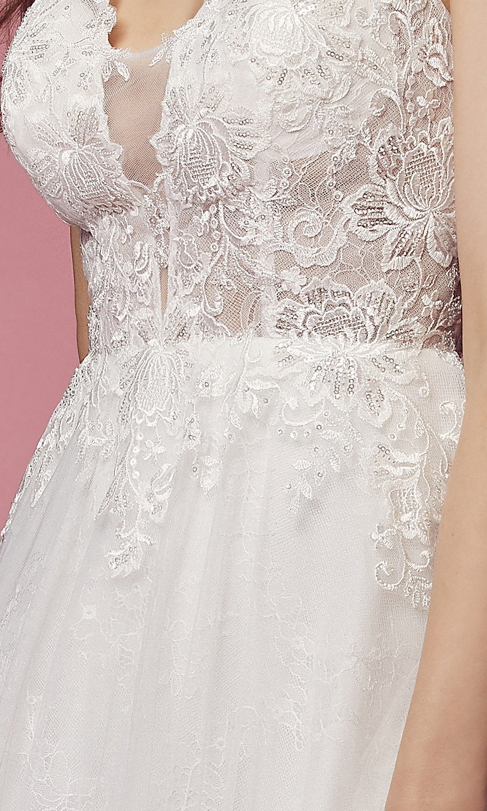 Narianna-White Lace-Embroidered Ball-Gown Wedding Dress
